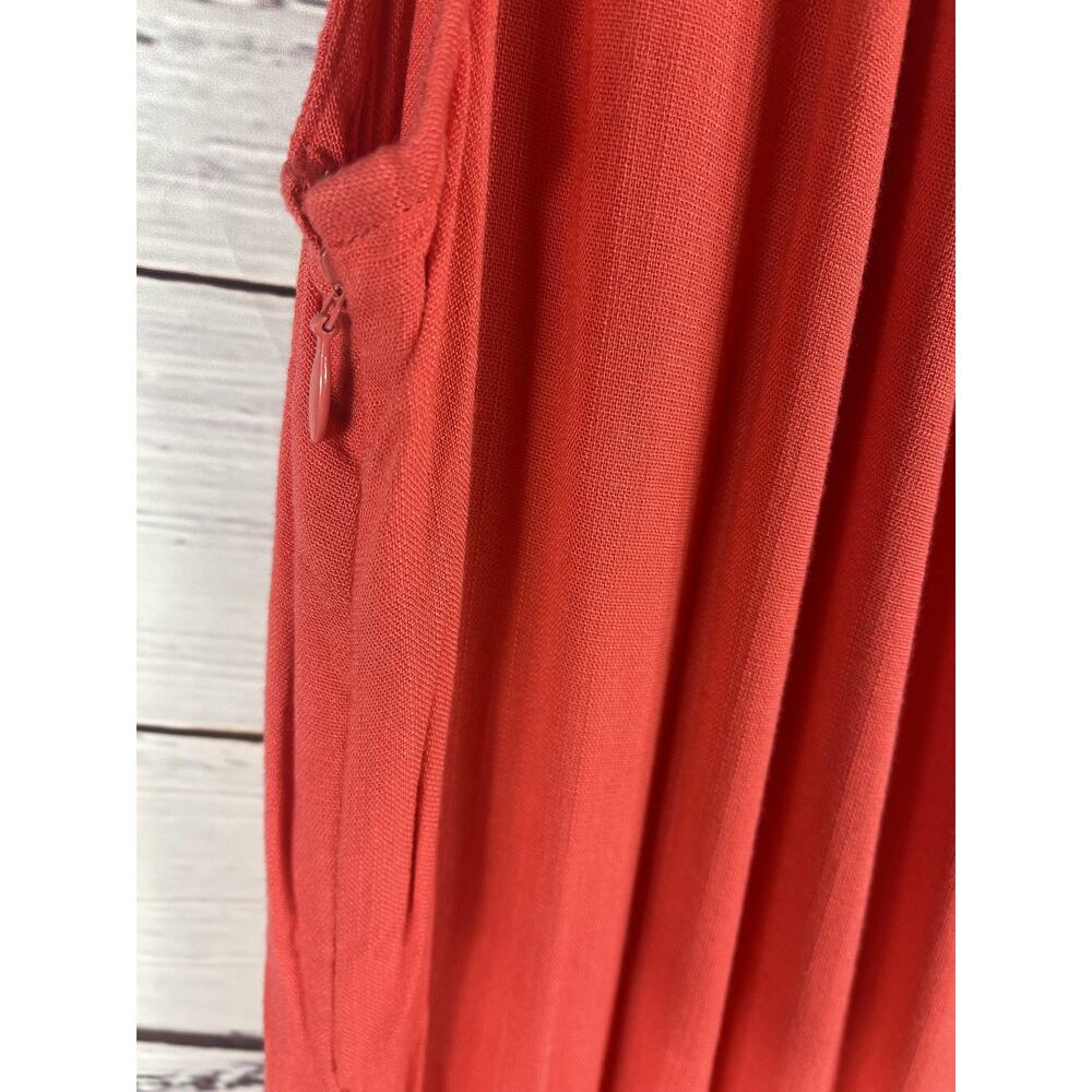 Flagpole NYC Dress Women's XL Red One Shoulder Corsica Side Slit Belted Buttons - Picture 10 of 12